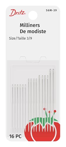 Dritz Milliners Hand Needles Set - Size 3/9, 16 Count