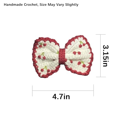 Handmade Crochet Butterfly Hair Clips with Cherry Accents