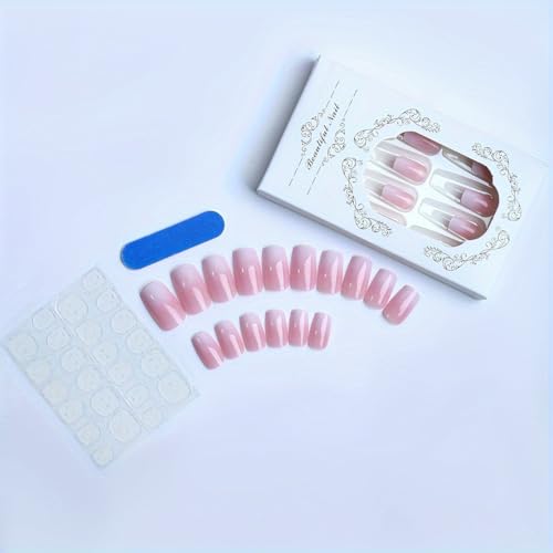 Short Press on Nails 2-Set Almond False Nails with 3D Flower Design