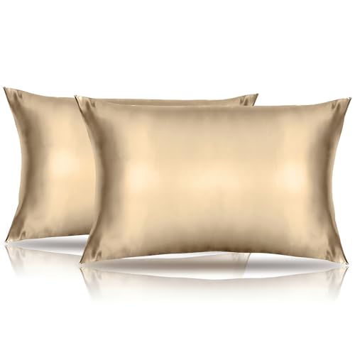 NookZuzu Toddler Satin Pillowcases 14x20 - 2 Pack, Khaki