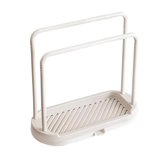Double-Layer Kitchen Sink Organizer Rack - Beige Sponge & Cloth Holder