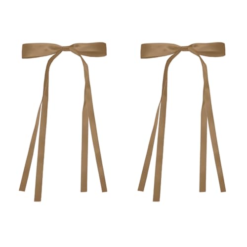 LAOTIDui Satin Hair Bow Clips for Women Large Coquette Hair Ribbon 2Pcs