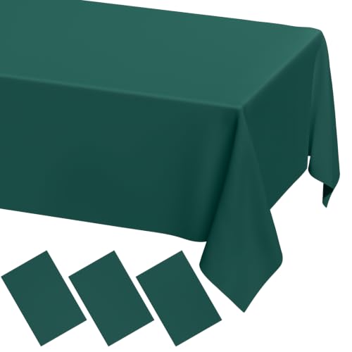 Christmas Green Disposable Plastic Tablecloth Set - 54 x 108 Inches, 3 Pack