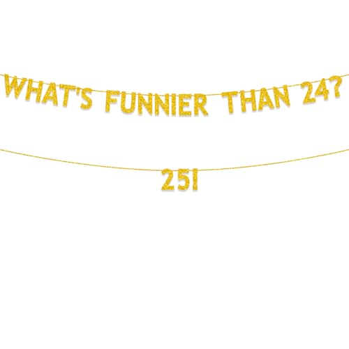 Gold Glitter 25th Birthday Decorations Banner Set for Parties