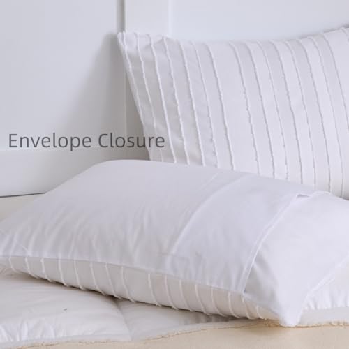 White Striped Standard Pillow Shams 2-Pack, Soft Microfiber Boho Covers 20x26