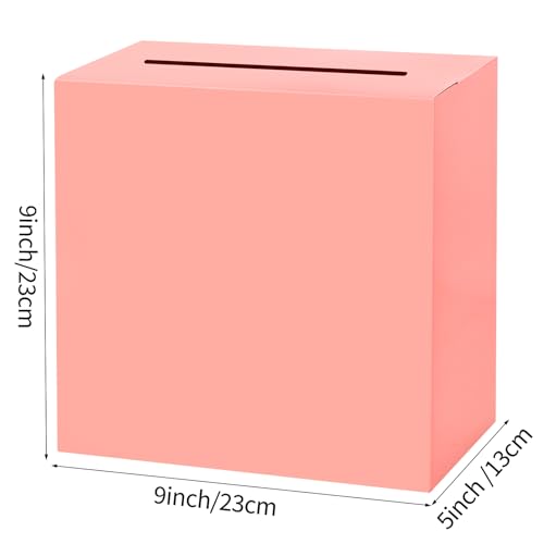 Pink Card Box for Weddings, Birthdays & Parties - 9x5x9 Inches