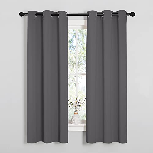 NICETOWN Grey Blackout Curtains - 34" W x 63" L Grommet Drapes, 2 Panels