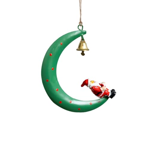 Santa Moon Shape Christmas Pendant Ornament - Festive Decor