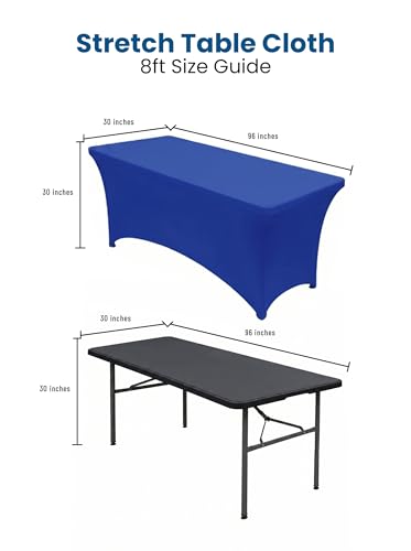 Utopia Kitchen 8FT Spandex Table Cloth - 2 Pack, Royal Blue