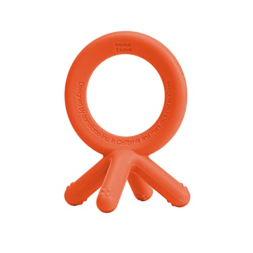 Comotomo Silicone Baby Teether - Ergonomic Finger-Shaped Design, Orange