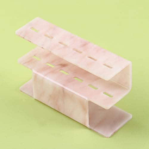 Acrylic Tweezers Holder Stand - 6-Hole Marble Pink Eyelash Organizer