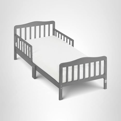 Dream On Me Classic Design Toddler Bed In Steel Grey, Greenguard Gold And BSA Certified, Low To Floor Design, Two Side Safety rails, Non-Toxic Finishes, Wooden Nursery Furniture