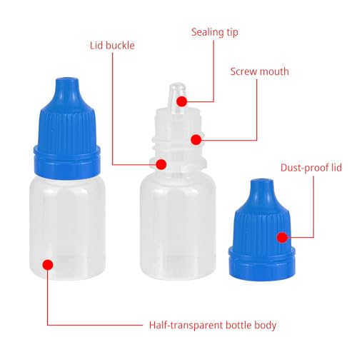 5ml Plastic Squeezable Dropper Bottles, 4 Pack Travel Liquid Dispensers