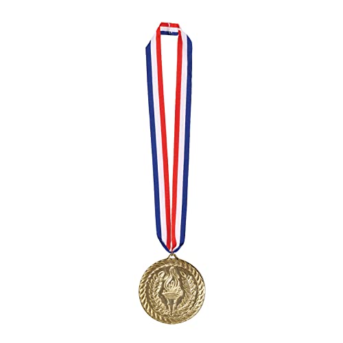 Beistle Gold Medal with 30-Inch Patriotic Ribbon - 4-Inch Award