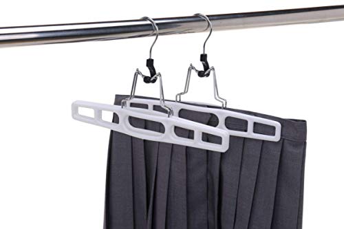 Premium Skirt Hangers - Space-Saving White Pant Hangers with Clasp (2-Pack)