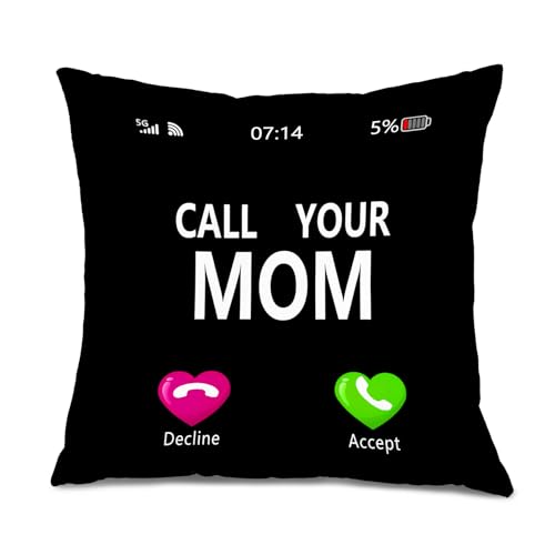 Call Your Mom Flannel Throw Pillow Cover 18x18 - Humorous Dorm Decor 02