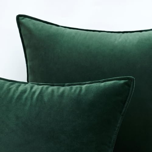 MIULEE Army Green Velvet Throw Pillow Covers 20x20 Inches - Pack of 2