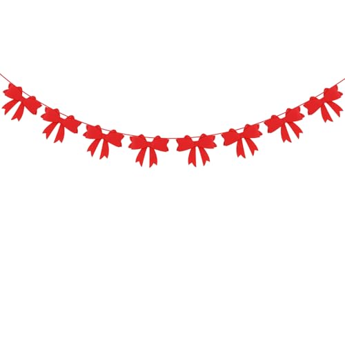 8-Piece Red Bow Garland for Birthday & Baby Shower Decor