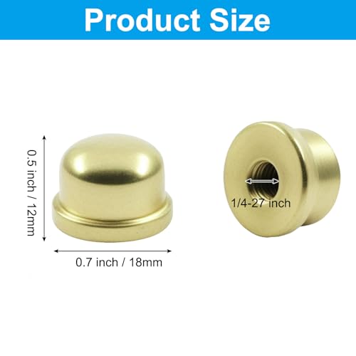 Moicstiy 8 Pcs 1/4-27 Lamp Finial Caps 1/2 Inch Gold Shade Knobs