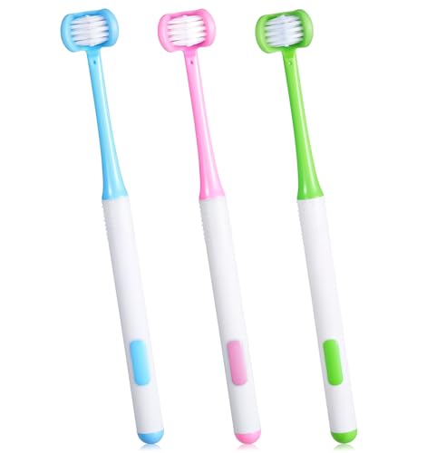3-Sided Toothbrush Soft Bristle 3-Pack Wrap-Around Oral Care Set