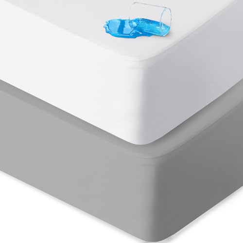 Biloban Waterproof Mini Crib Sheets - Soft Jersey Fitted, 2-Pack