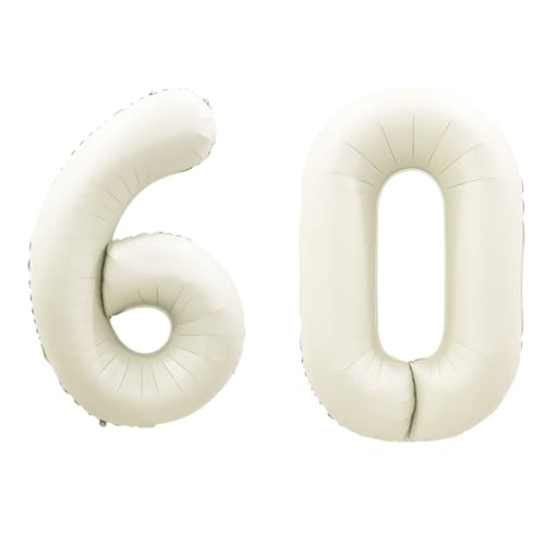 40 Inch Cream White Number 60 Foil Balloon for Birthday Party Decor