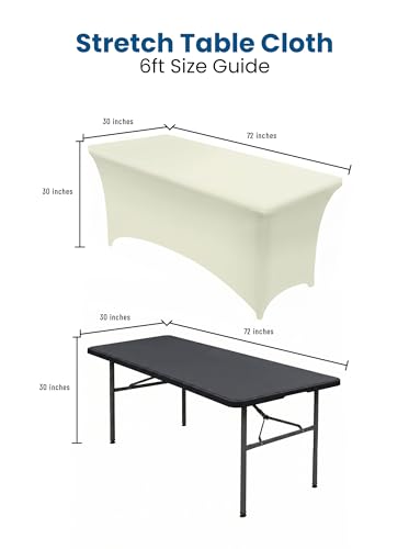 Utopia Kitchen Spandex Table Cloth 2-Pack for 6FT Tables - Ivory