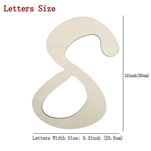 12 Inch Unfinished Wooden Letter S for DIY Home Decor