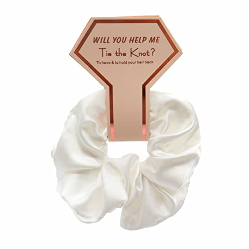 Satin Bridesmaid Scrunchies Rose Gold Hair Ties Set of 6