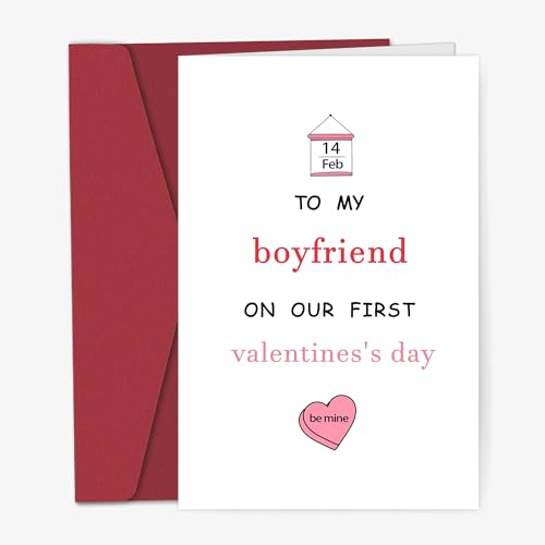 Romantic First Valentine's Day Card for Boyfriend - 8x5.3 inches