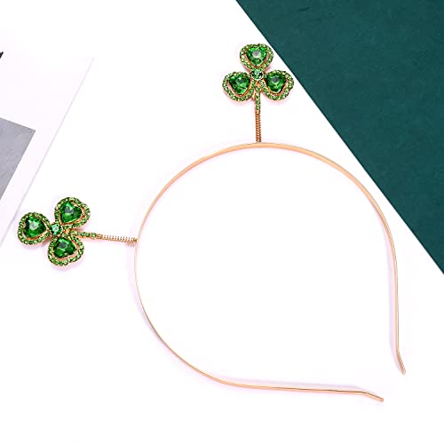St. Patrick's Day Green Rhinestone Shamrock Headband Lucky Hair Hoop