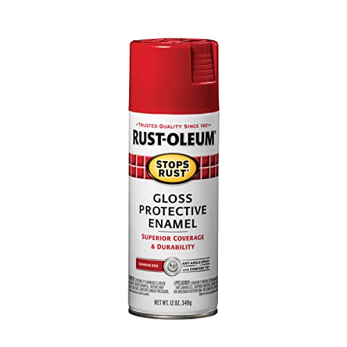 Rust-Oleum Stops Rust Spray Paint, Gloss Red Sunrise, 12 oz
