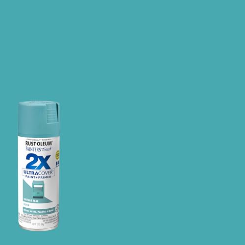 Rust-Oleum Painter's Touch 2X Spray Paint, Satin Vintage Teal, 12 oz (Pack of 2)