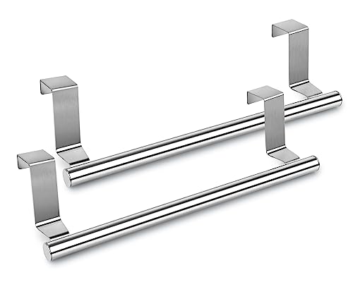 Stainless Steel Over Cabinet Towel Holder - 2 Pieces Kitchen Towel Rack