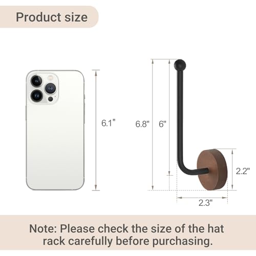 Dahey Hat Organizer Wall Hooks - 2 Pack L-Shaped Storage Rack for Baseball Caps
