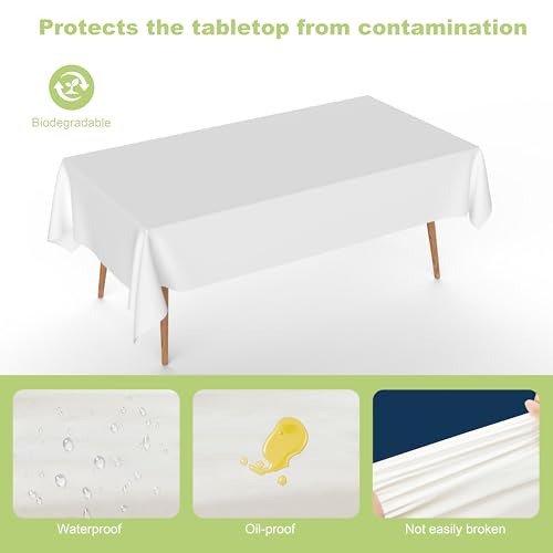 URMONA Waterproof Disposable Plastic Tablecloths - 2 Pack, 54" x 108"