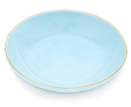 HANKOR 4.75" Ceramic Jewelry Tray - Light Blue Trinket Dish for Rings