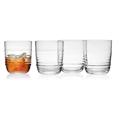 Mikasa Ciara Set of 4 Double Old Fashion Whiskey Rocks Short Beverage Glasses, 14 Ounce