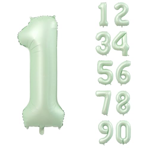 40 Inch Olive Green Number 1 Foil Balloon for 1st Birthday Party