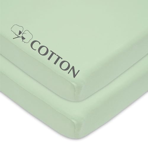 American Baby Company Fitted Mini Crib Sheets - 2 Pack, 100% Cotton, Soft & Breathable, Fits Pack N Play
