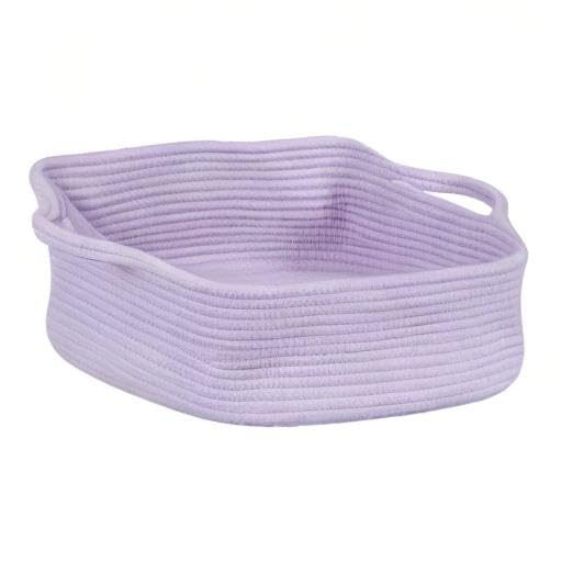XUANGUO Woven Cotton Rope Storage Basket - Decorative Organizer for Pets & Nursery | Light Purple