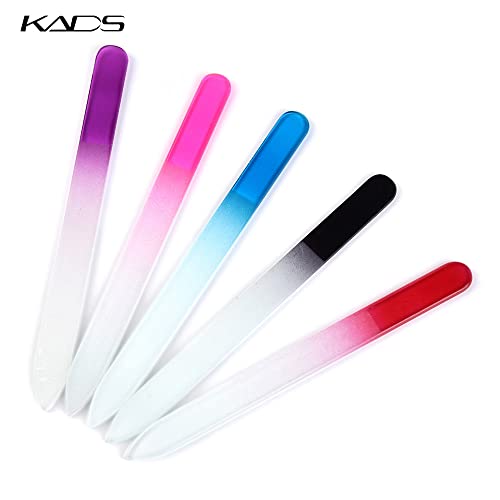 KADS 5Pcs Nail Glass Files & Chamois Buffer Manicure Tool Set