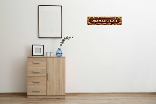Dramatic Exit Vintage Tin Sign - 4x16 Inch Retro Metal Plaque for Home, Bar, Garage, Garden