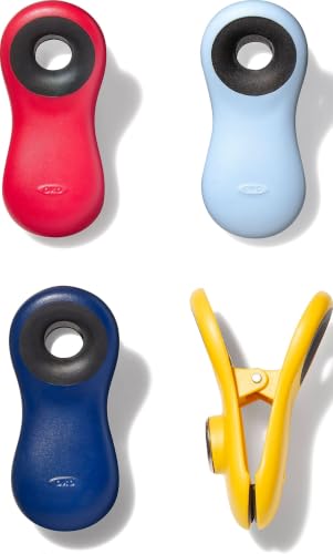 OXO Good Grips 4-Piece All-Purpose Magnetic Clips Set Navy Blue/Yellow/Red & Light Blue