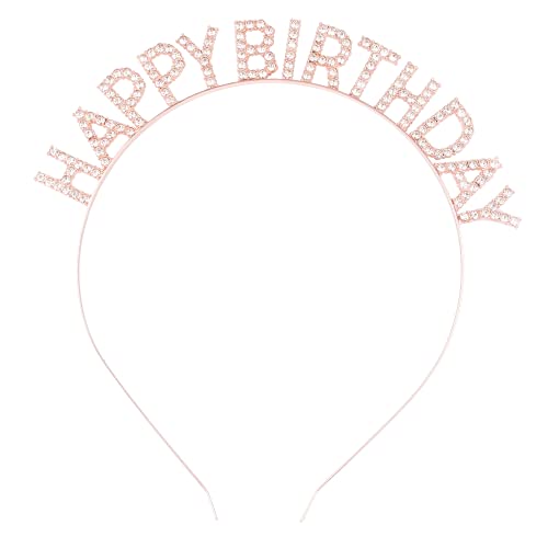 CIEHER Rose Gold Birthday Tiara and Queen Crown Headband
