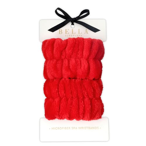 Bella Sleep + Spa Red Microfiber Wrist Bands for Face Washing - 1 Pair