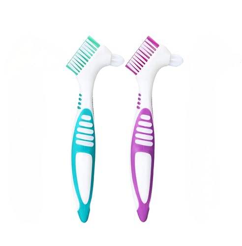RyanDesign Denture Cleaning Brush 2-Pack with Dual-Angle Heads