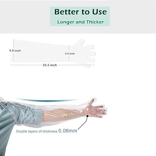 Transparent Disposable Long Plastic Gloves for Veterinary Use - 50pcs