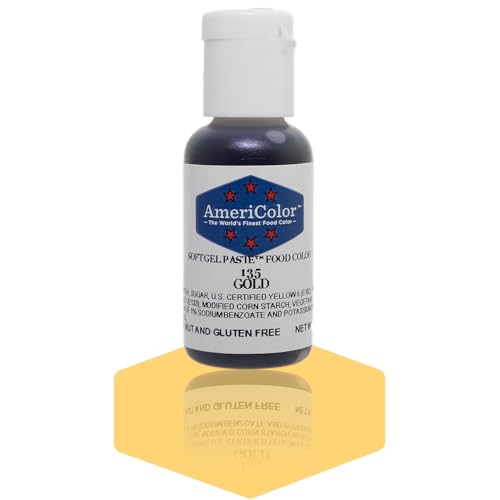 AmeriColor Soft Gel Paste Food Coloring - Gold, 0.75 oz, Vibrant Baking Color