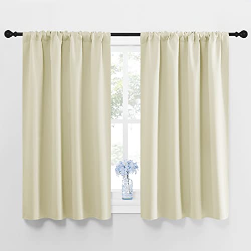 NICETOWN Blackout Curtains - 42x45 Inch Rod Pocket Drapes, Beige (2 Panels)